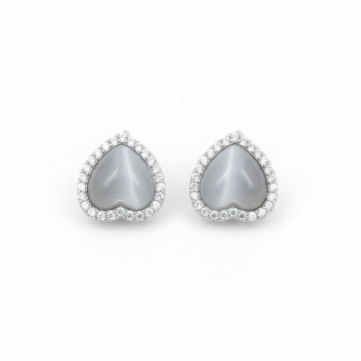 Grey Love Encircled Post Ear Studs GWE -93