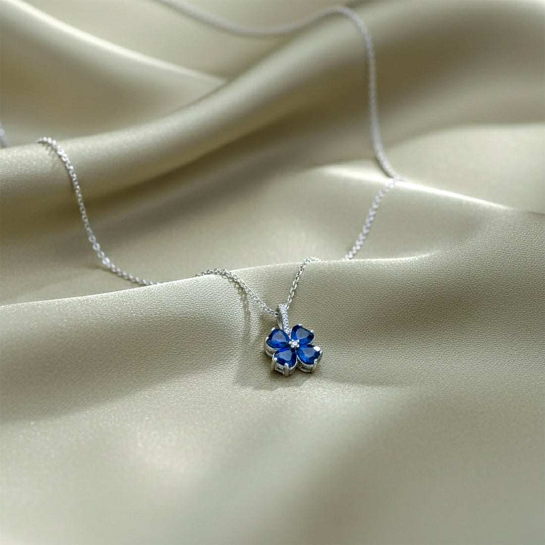 Women Necklace Dainty and Sapphire Blue Silver jewellery - Finora Jewels