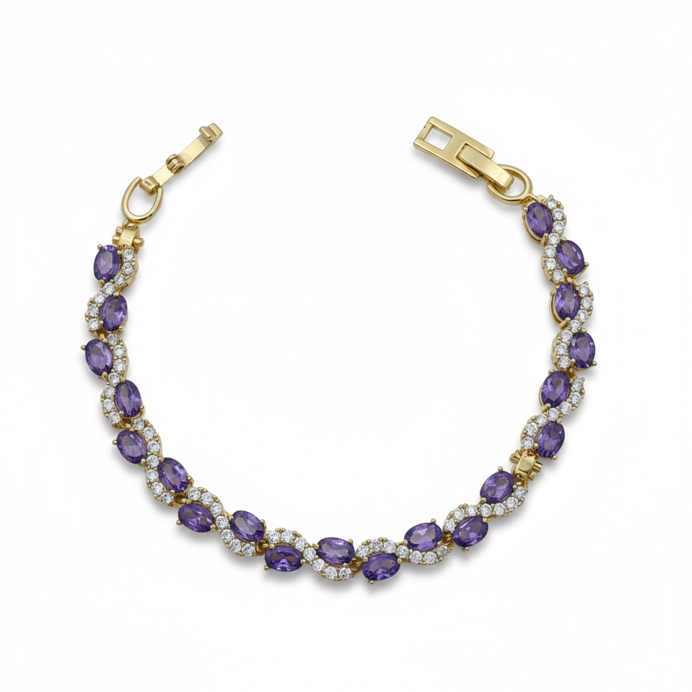 Gold Purple Halo Bracelet for women - Finora Jewels