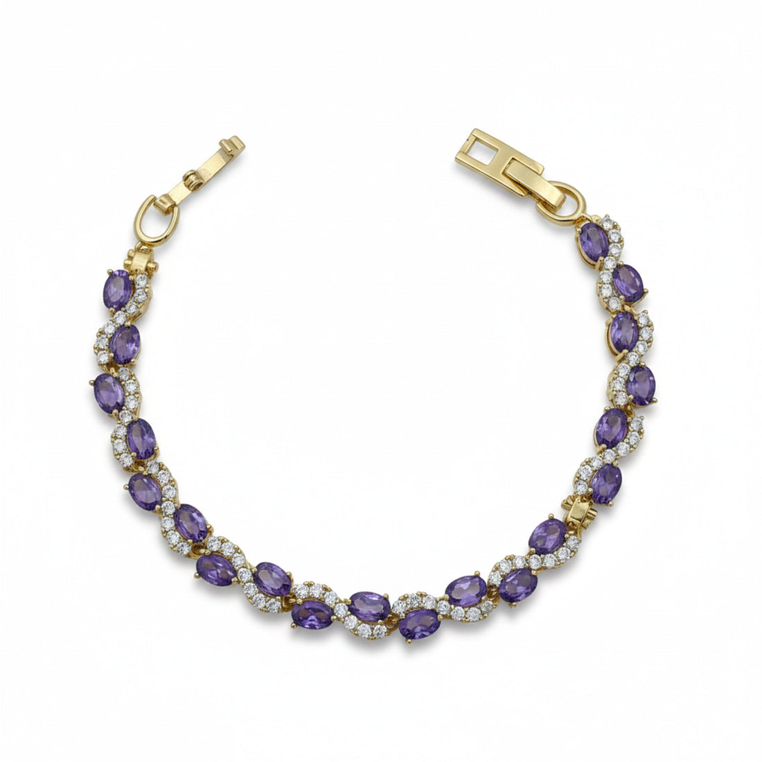 Gold Purple Halo Bracelet for women - Finora Jewels
