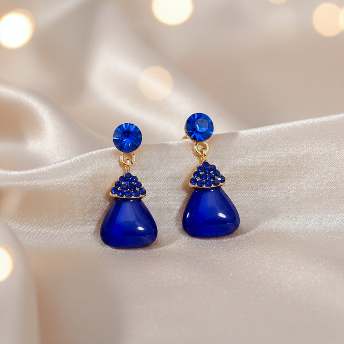 Regal Blue Pear-Cut Ear Studs GWE -215