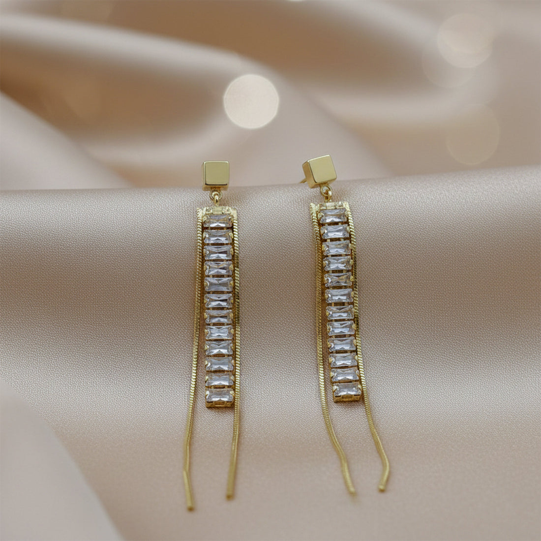 Gold CascadE Stud Earrings for women - Finora Jewels