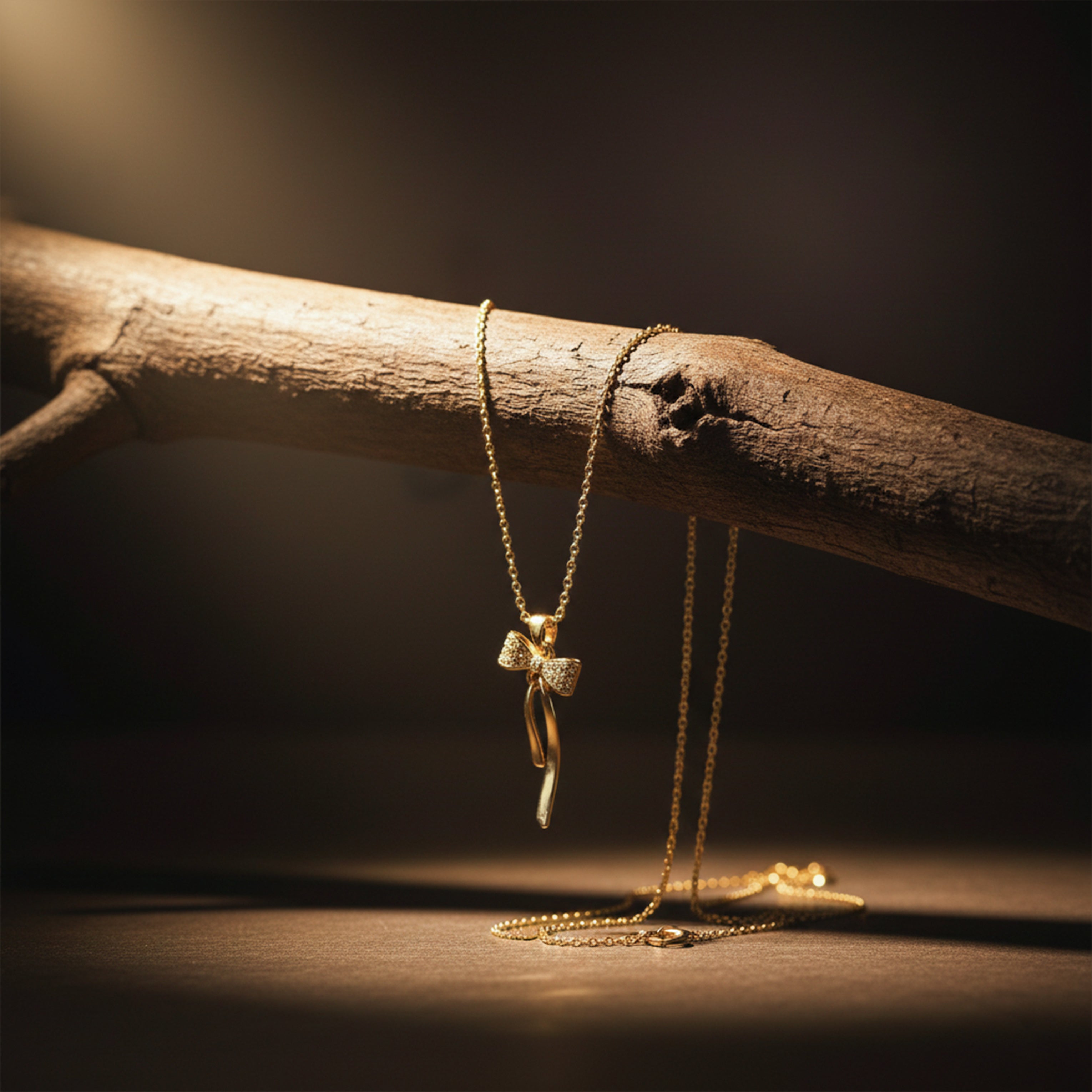 Women Necklace Bow Drop Gold jewellery - Finora Jewels