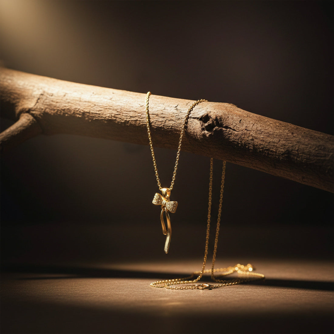 Women Necklace Bow Drop Gold jewellery - Finora Jewels