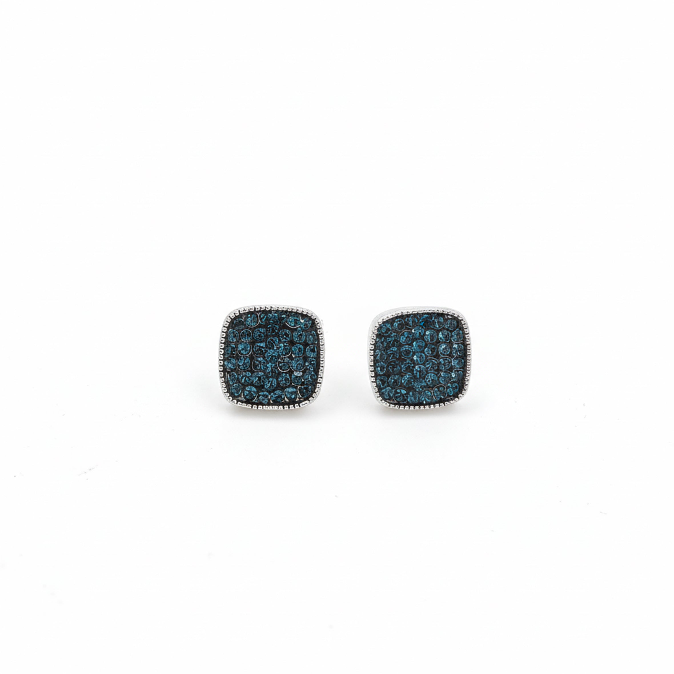 Blue Square-Cut-Cut Post Ear Studs GWE -114