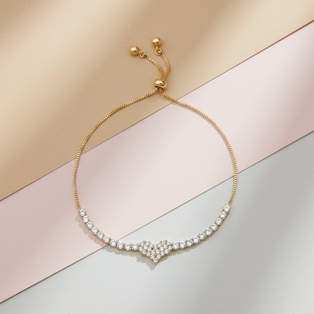 Gold Sparkle Heart Bracelet for women - Finora Jewels