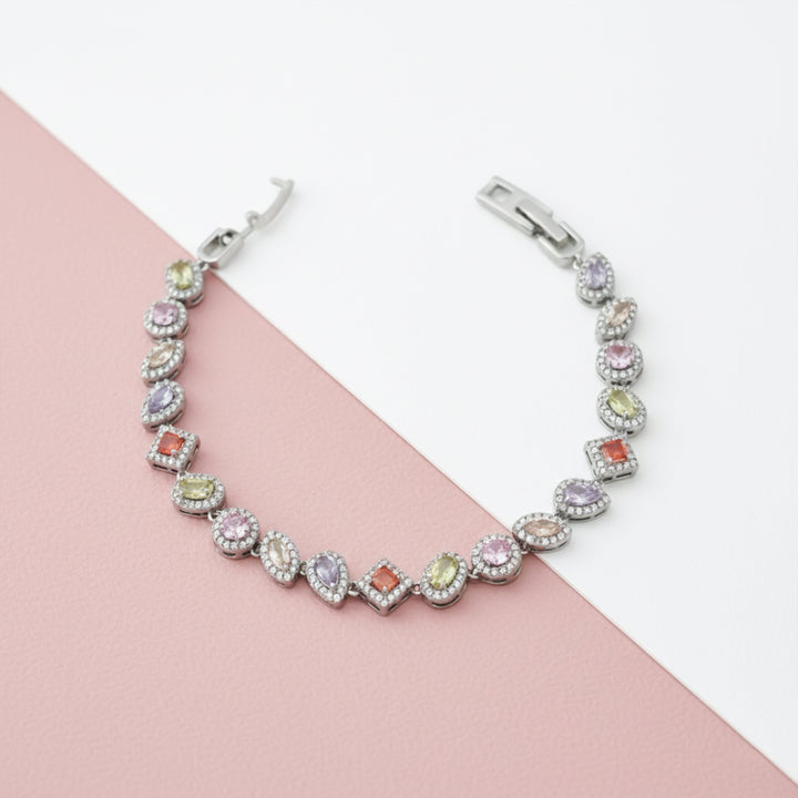 Pastel Multicolor Halo Tennis Bracelet