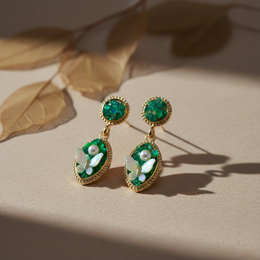Gold Butterfly Drop Drop Earrings for women - Finora Jewels