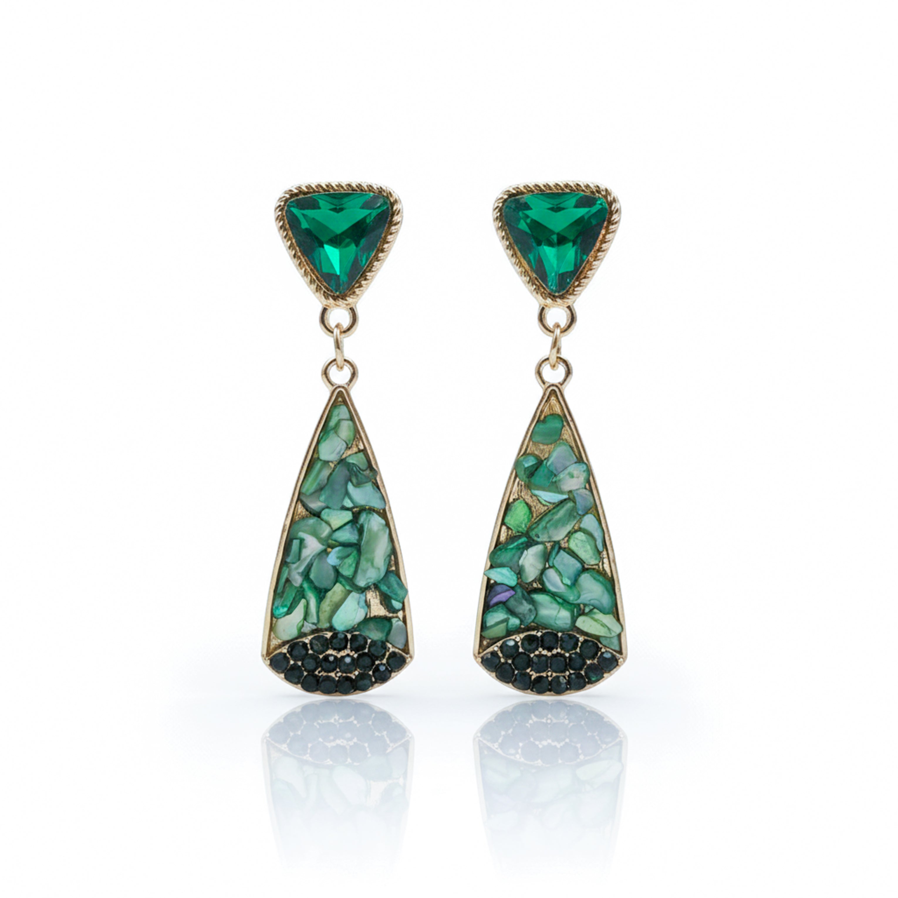 Verde Mosaic Dangle Ear Studs GWE -242