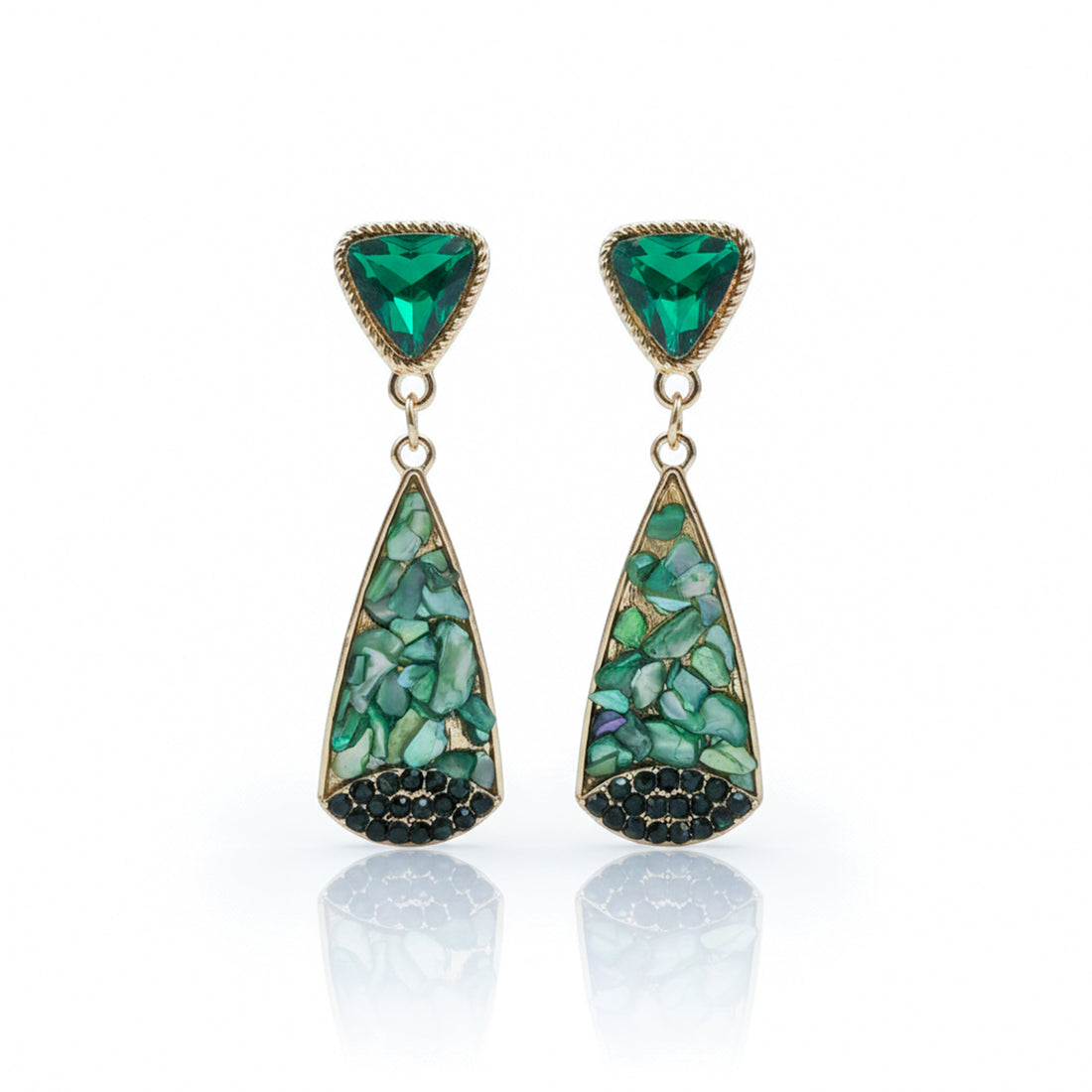 Verde Mosaic Dangle Ear Studs GWE -242