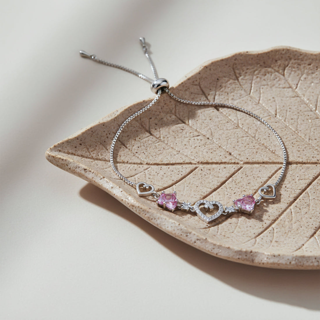 Pink Heart Bracelet for women in Silver - Finora Jewels