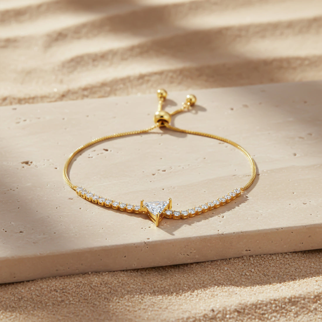 Gold Triangle Solitaire Earrings for women - Finora Jewels