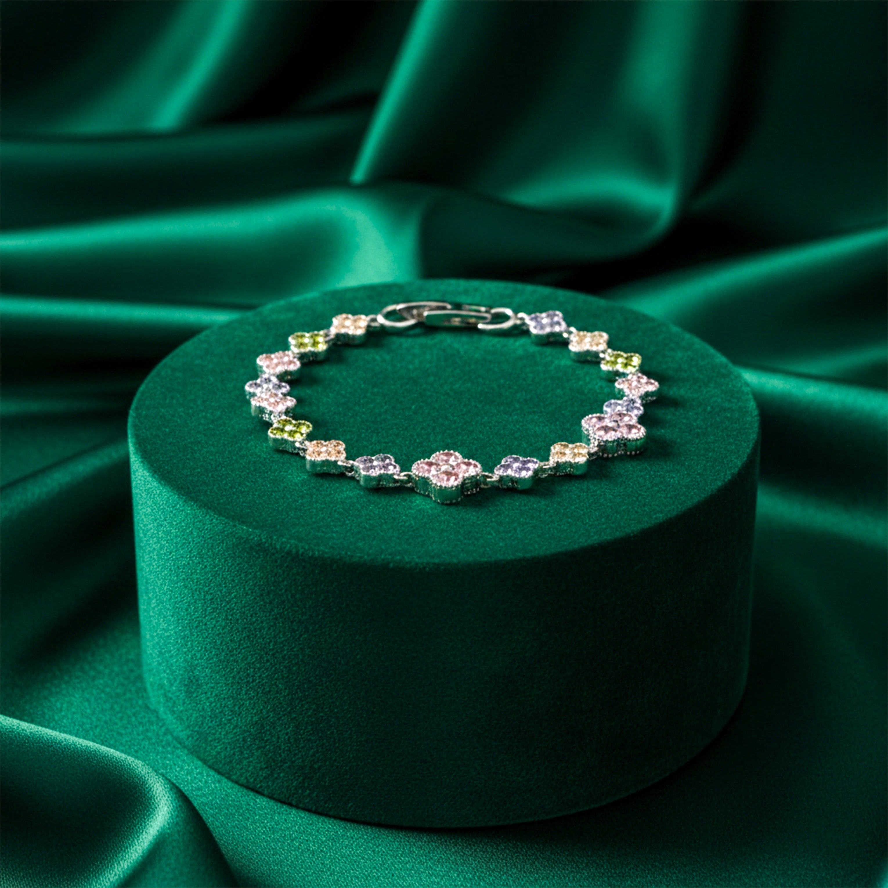 Multicolor Floral Tennis Bracelet for women in Silver - Finora Jewels