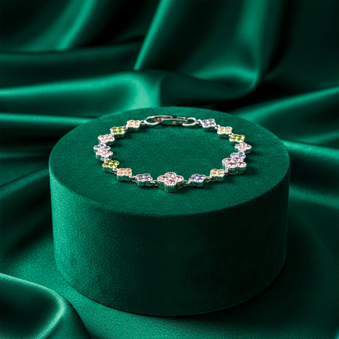 Multicolor Floral Tennis Bracelet for women in Silver - Finora Jewels