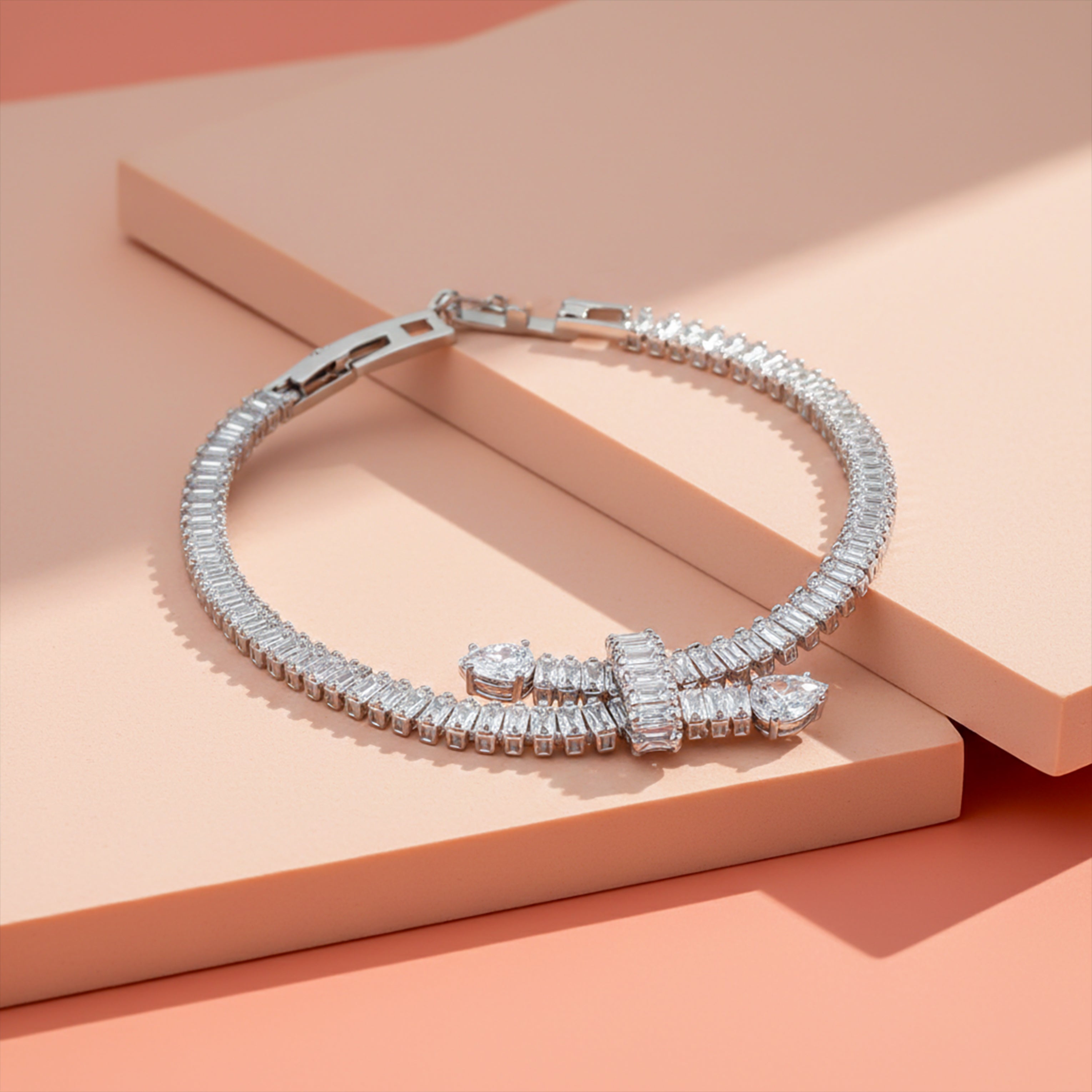 Women Bracelet Crystal Bow Tennis Silver jewellery - Finora Jewels