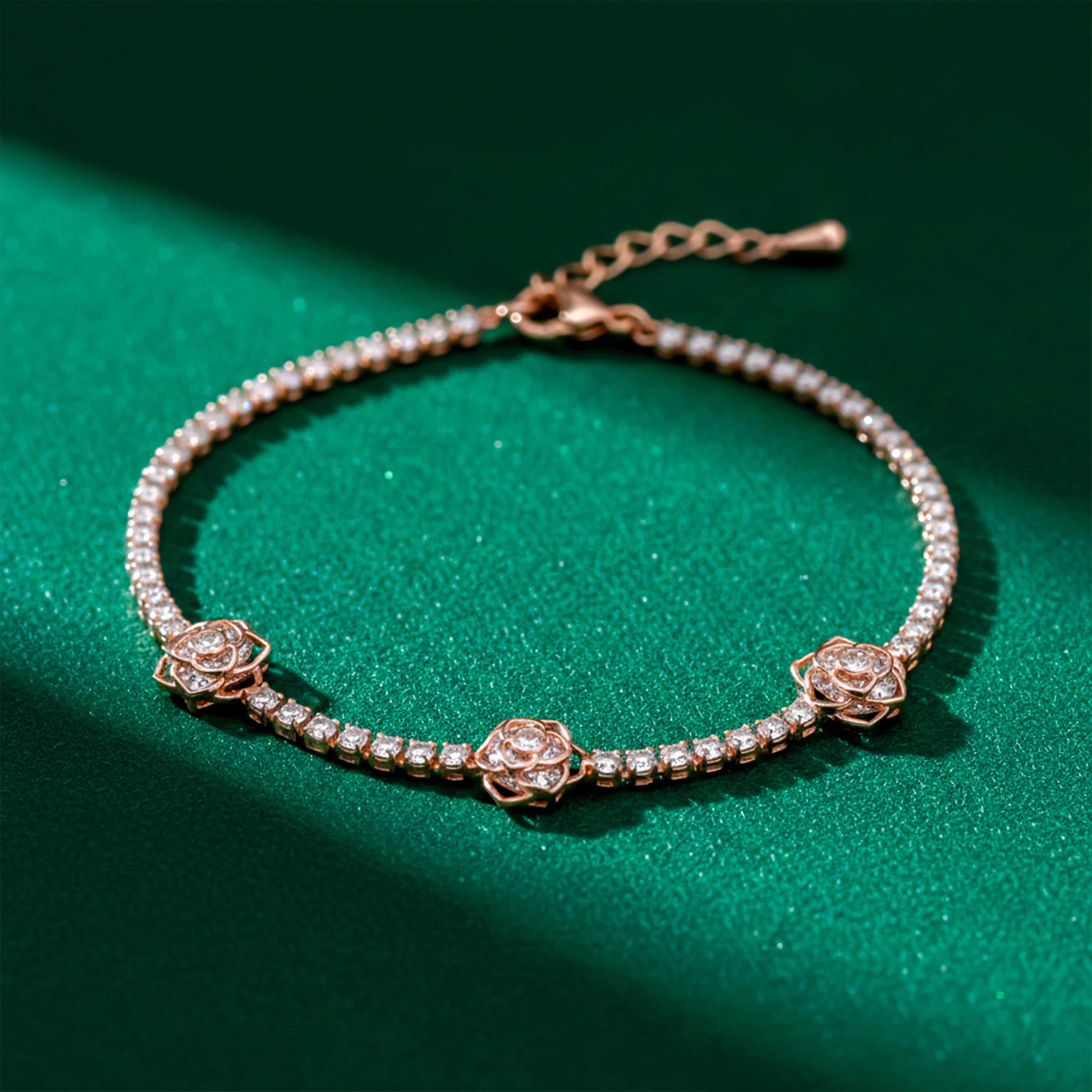 Women Bracelet Floral Tennis Rose Gold jewellery - Finora Jewels