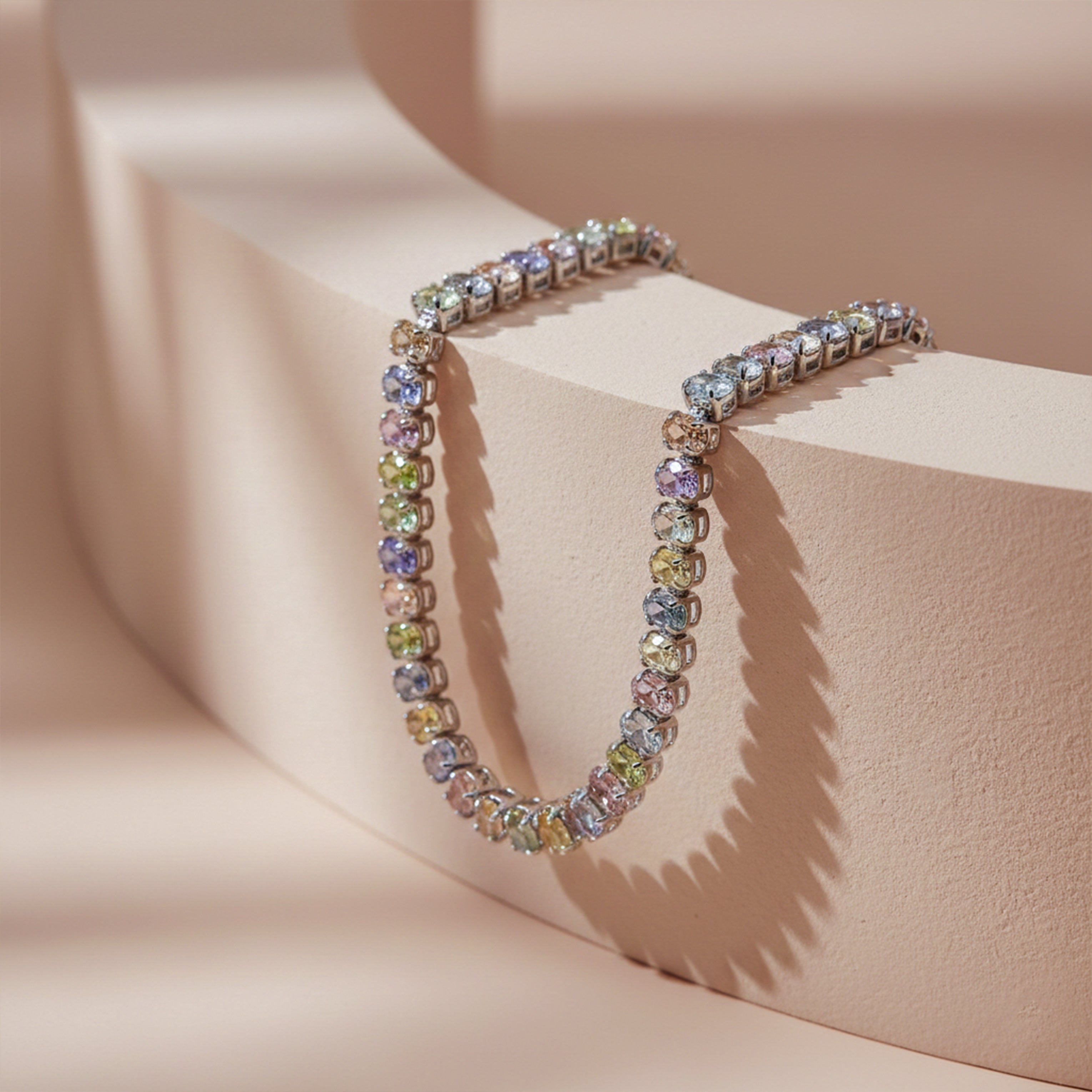 Gold Pastel Multicolor Tennis Bracelet for women - Finora Jewels