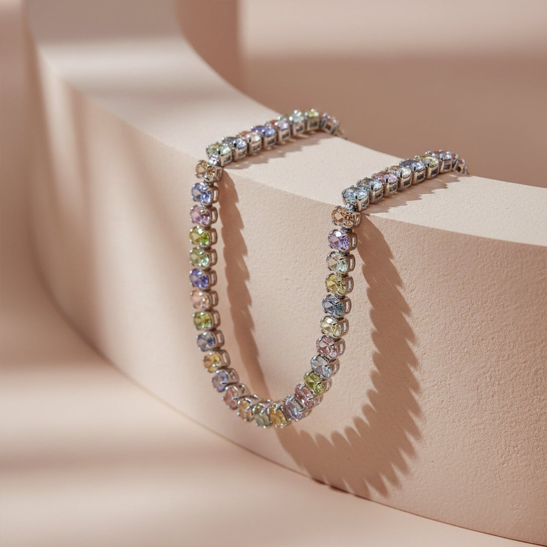 Gold Pastel Multicolor Tennis Bracelet for women - Finora Jewels