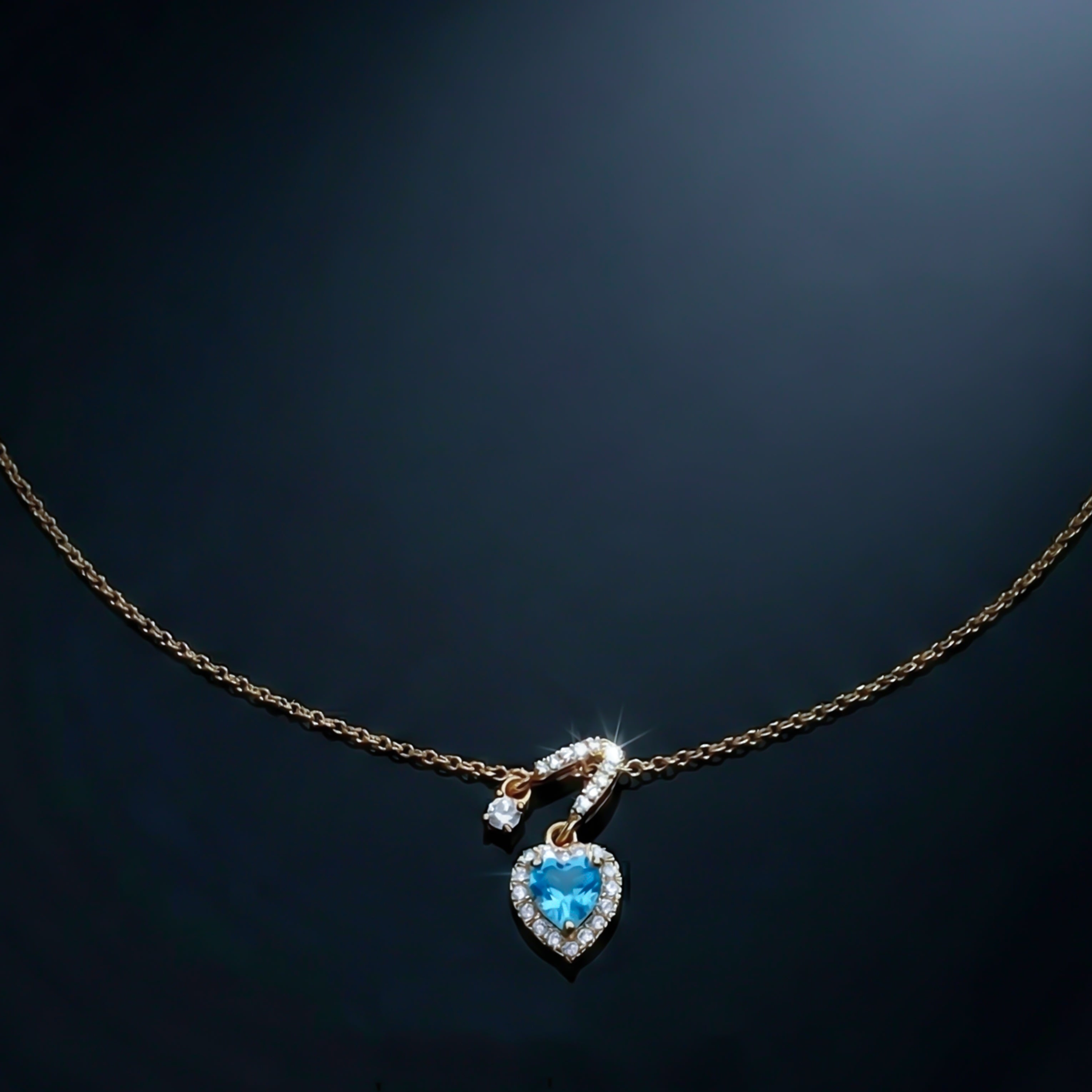 Women Necklace Blue Heart Drop Gold jewellery - Finora Jewels