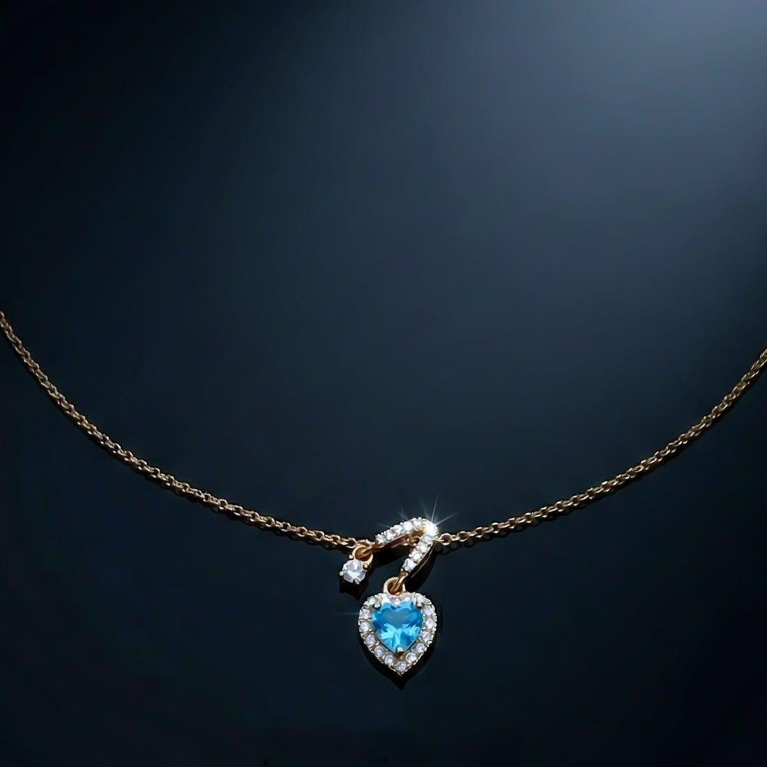 Women Necklace Blue Heart Drop Gold jewellery - Finora Jewels
