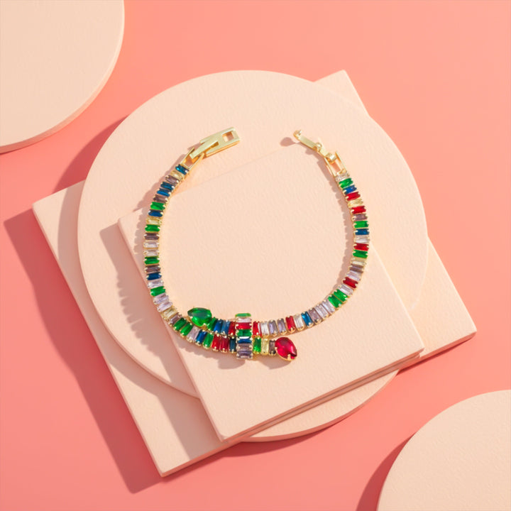 Rainbow Baguette Charm Bracelet