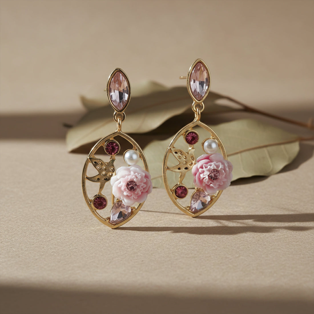Women Stud Earrings Blush Bloom Gold jewellery - Finora Jewels