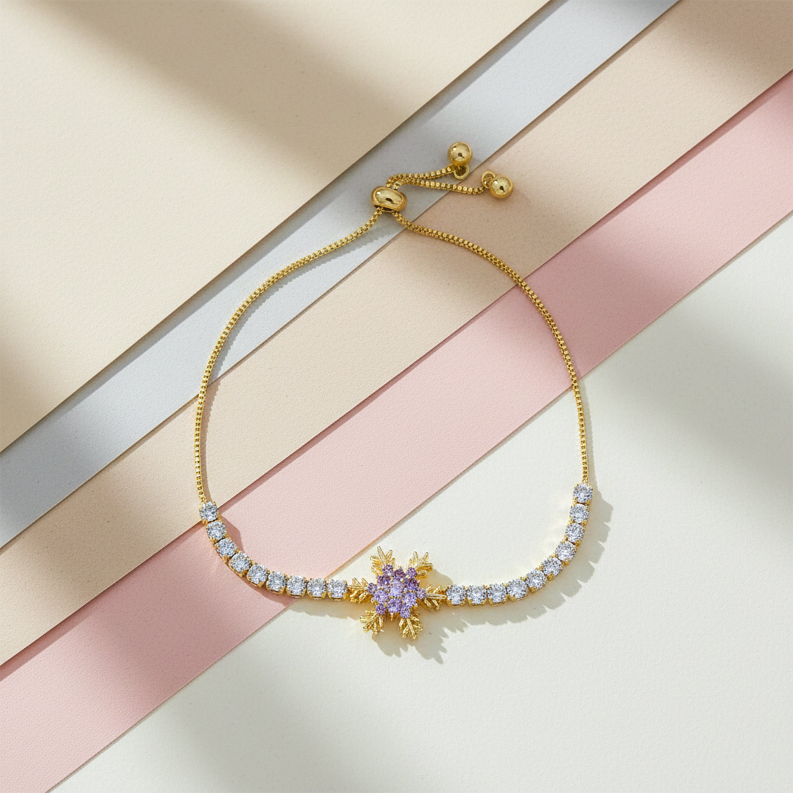 Women Bracelet Purple Snowflake Gold jewellery - Finora Jewels