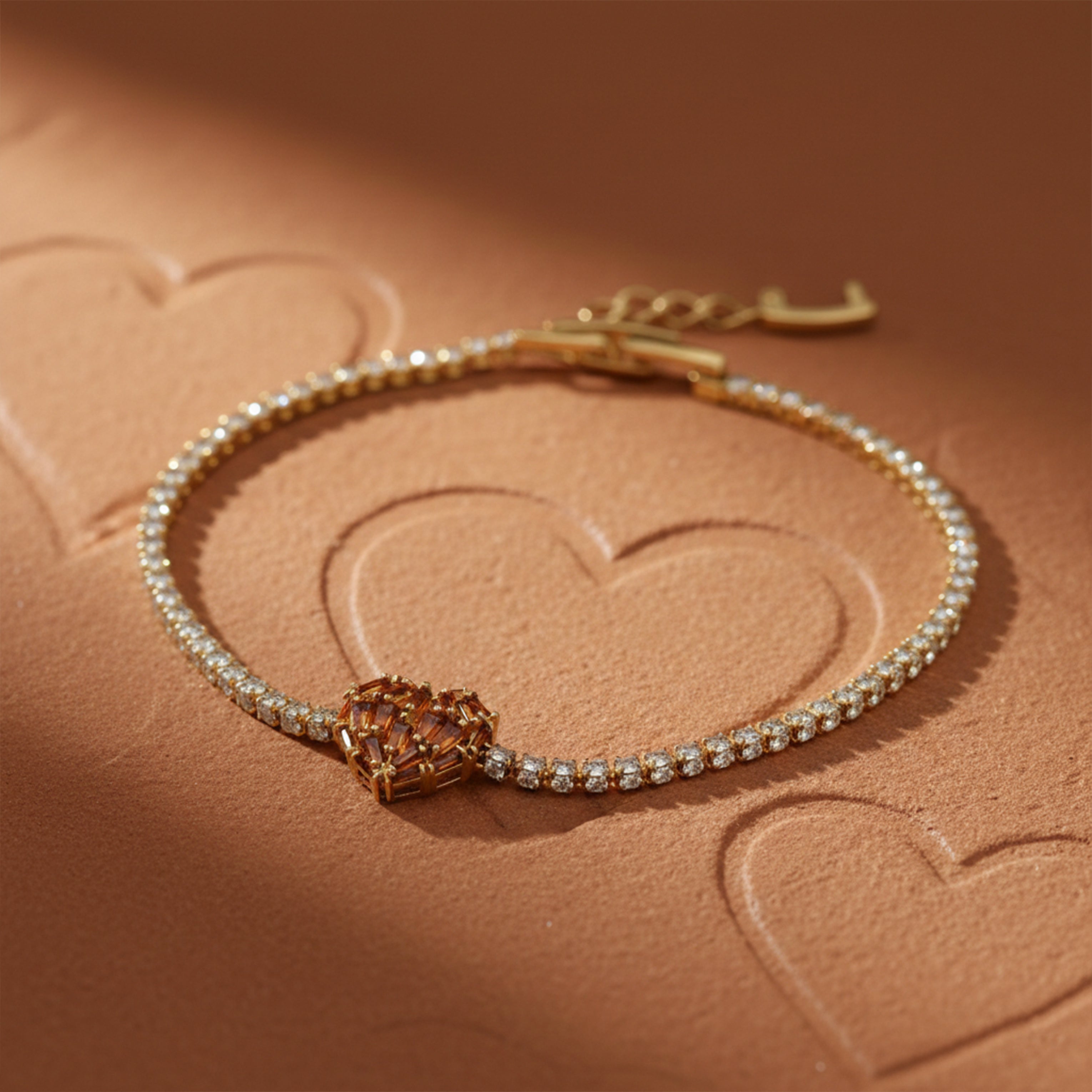 Women Bracelet Heart Tennis Gold jewellery - Finora Jewels