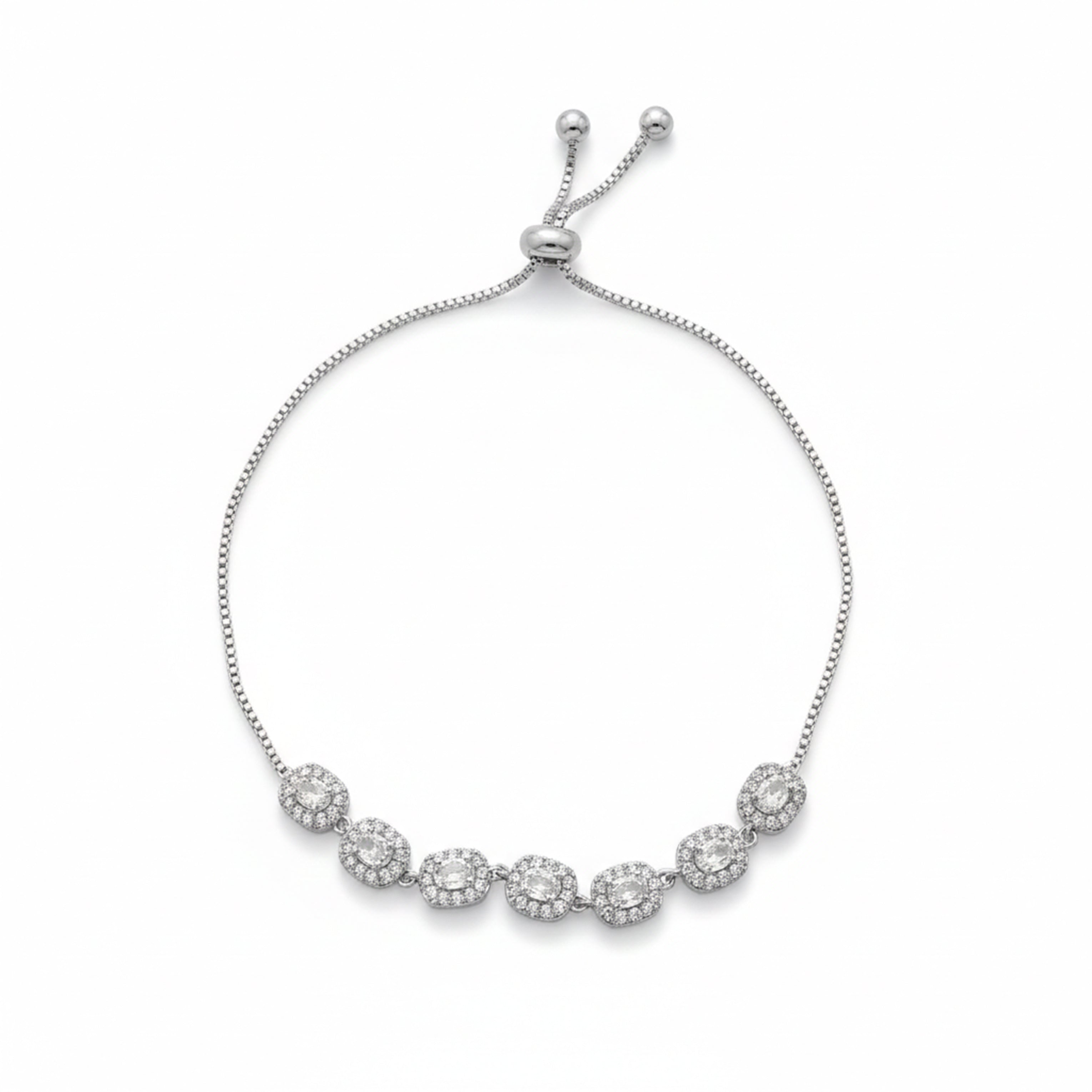 Women Bracelet CZ Oval Link Silver jewellery - Finora Jewels
