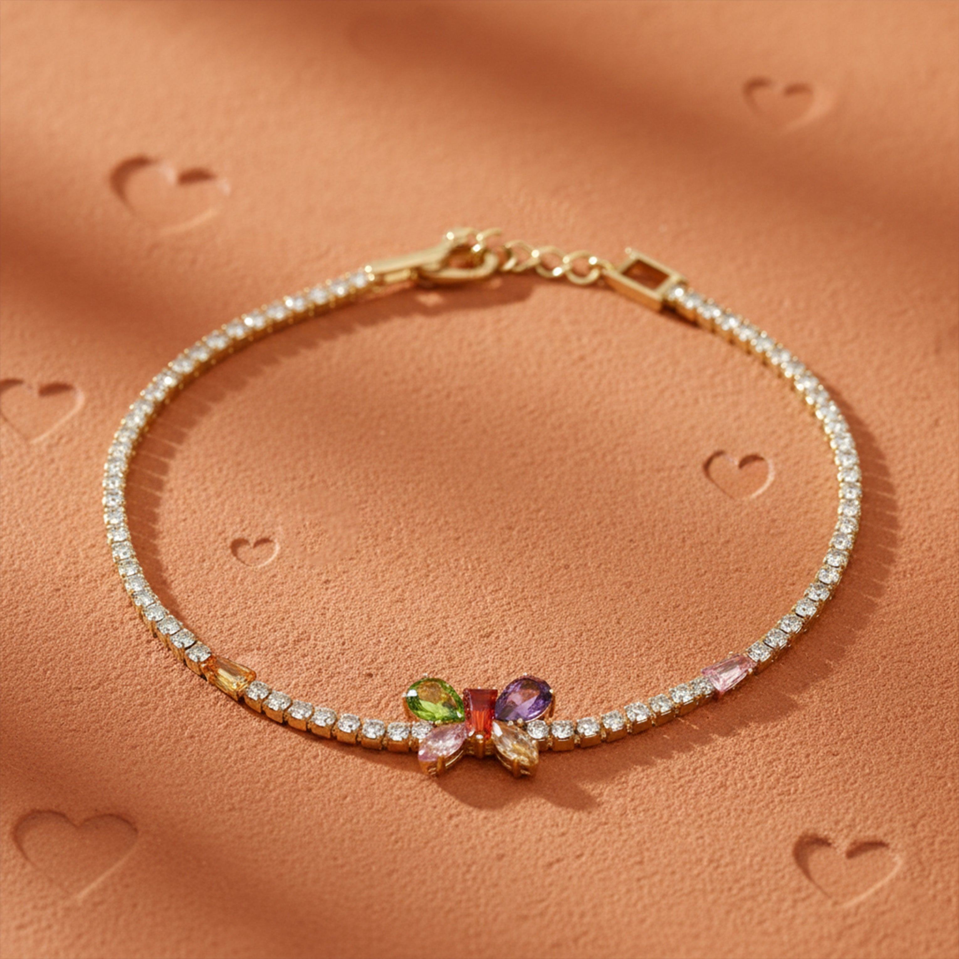 Multicolor Floral Tennis Bracelet for women in Gold - Finora Jewels