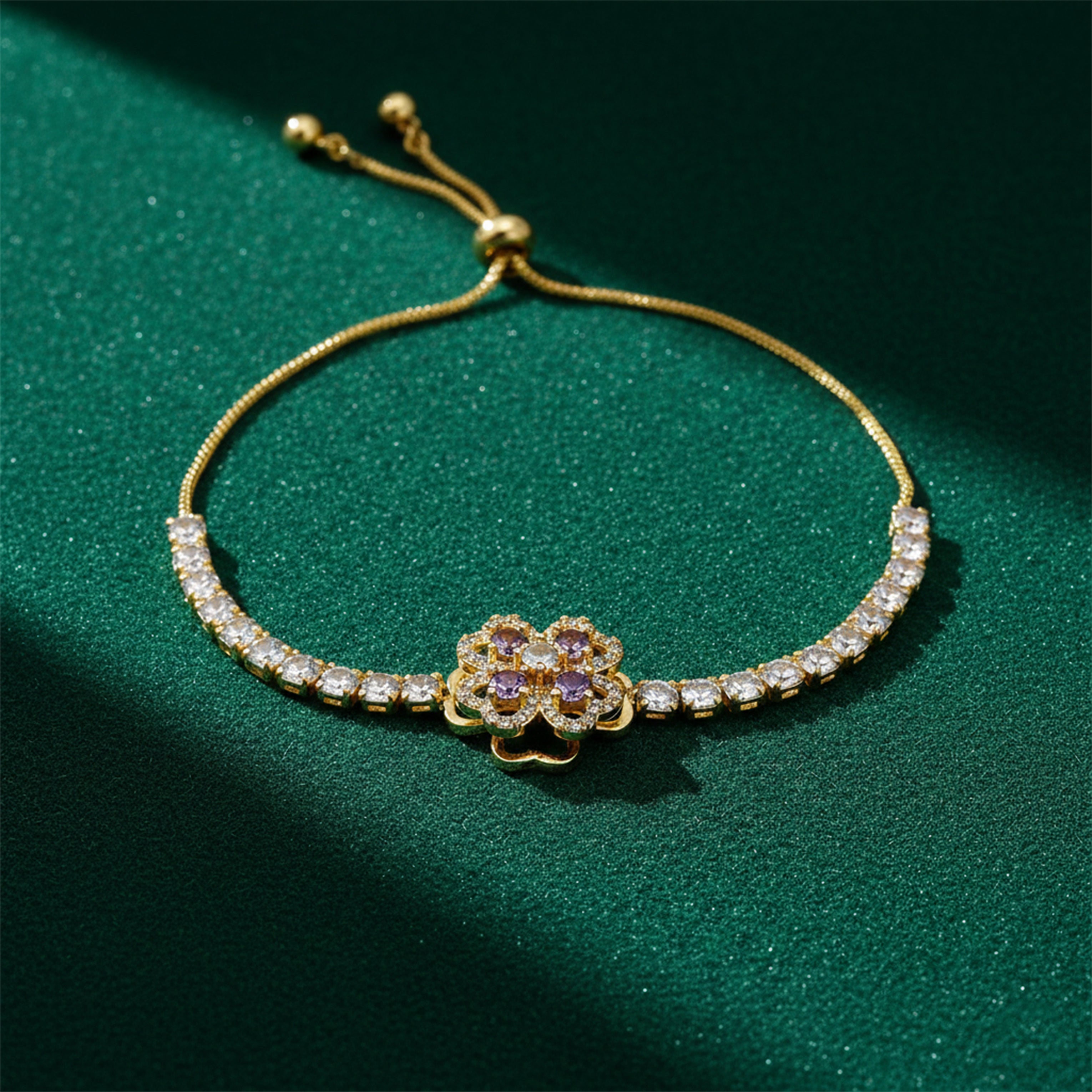 Floral Tennis Bracelet for women in Gold - Finora Jewels