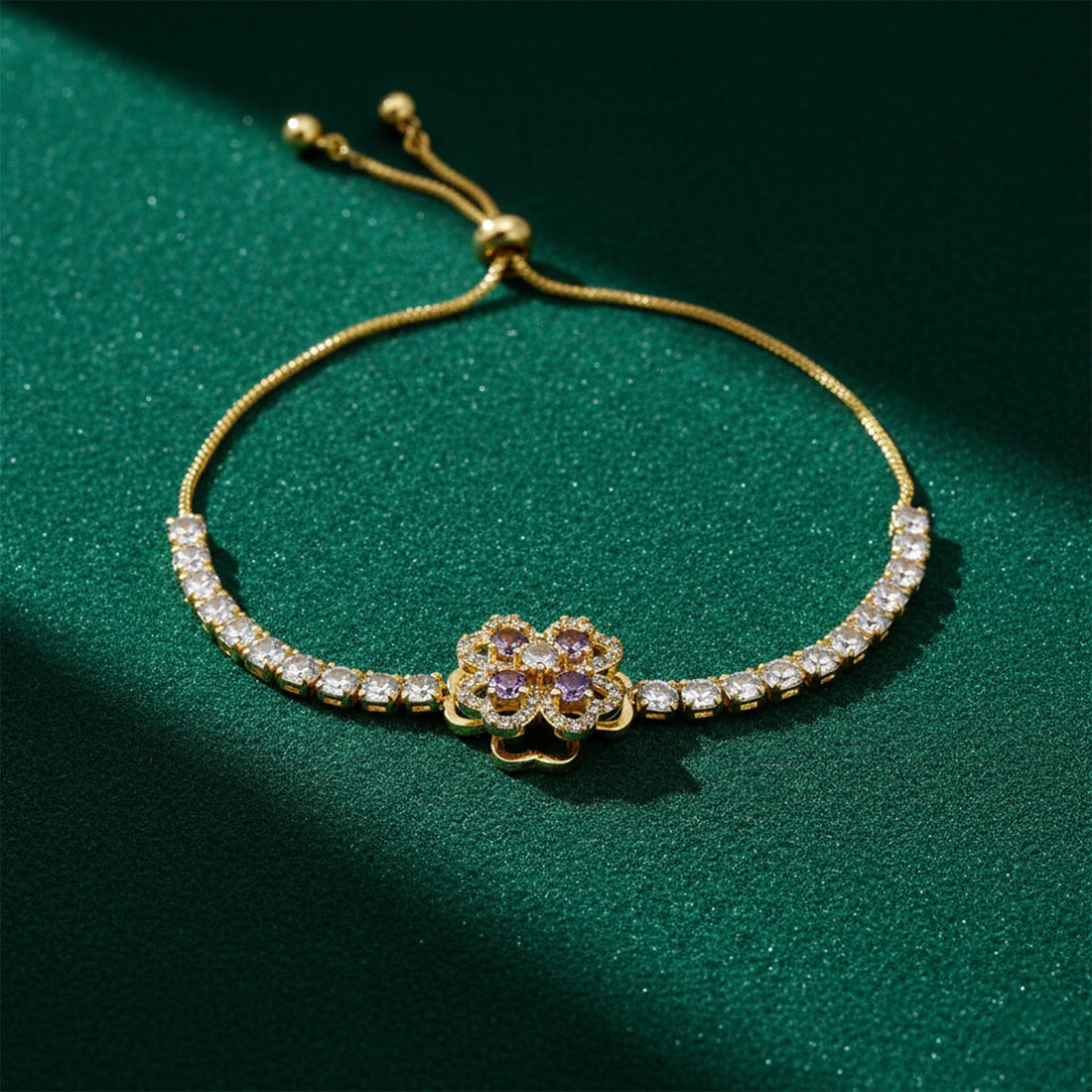 Floral Tennis Bracelet for women in Gold - Finora Jewels