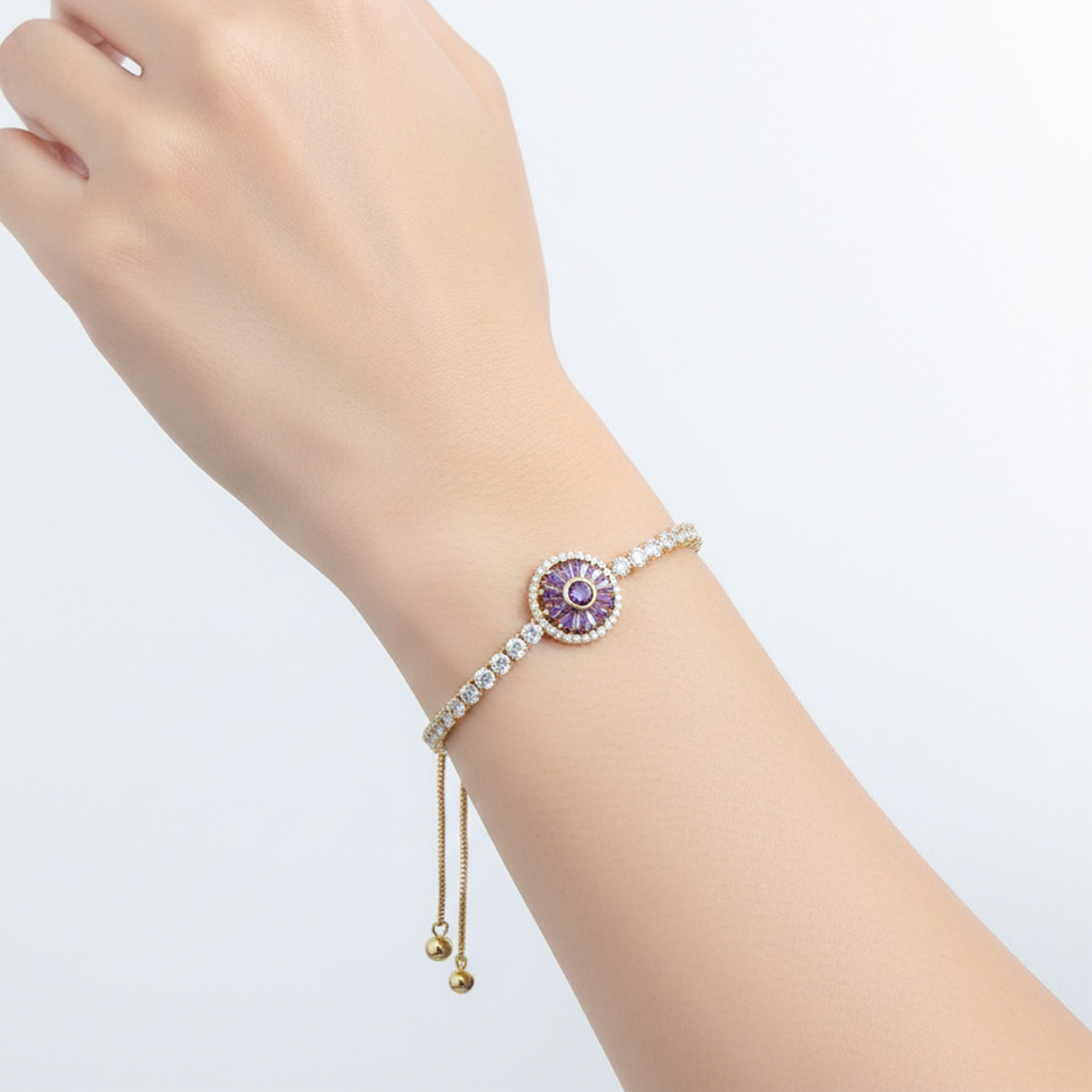 Women Bracelet Royal Amethyst Gold jewellery - Finora Jewels