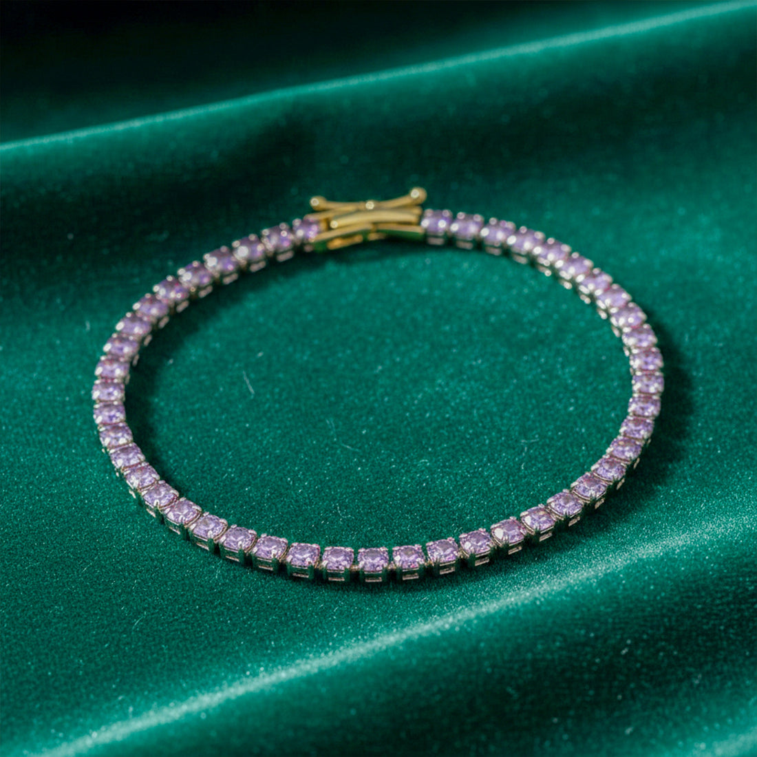 Gold-Toned Lilac Cubic Zirconia Line Kangan GWB -55