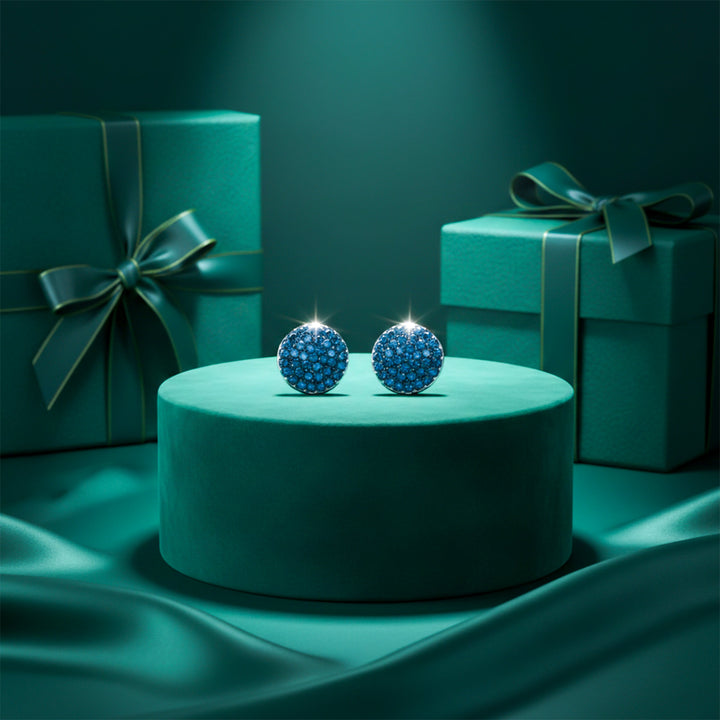 Midnight Blue Pavé Stud Earrings