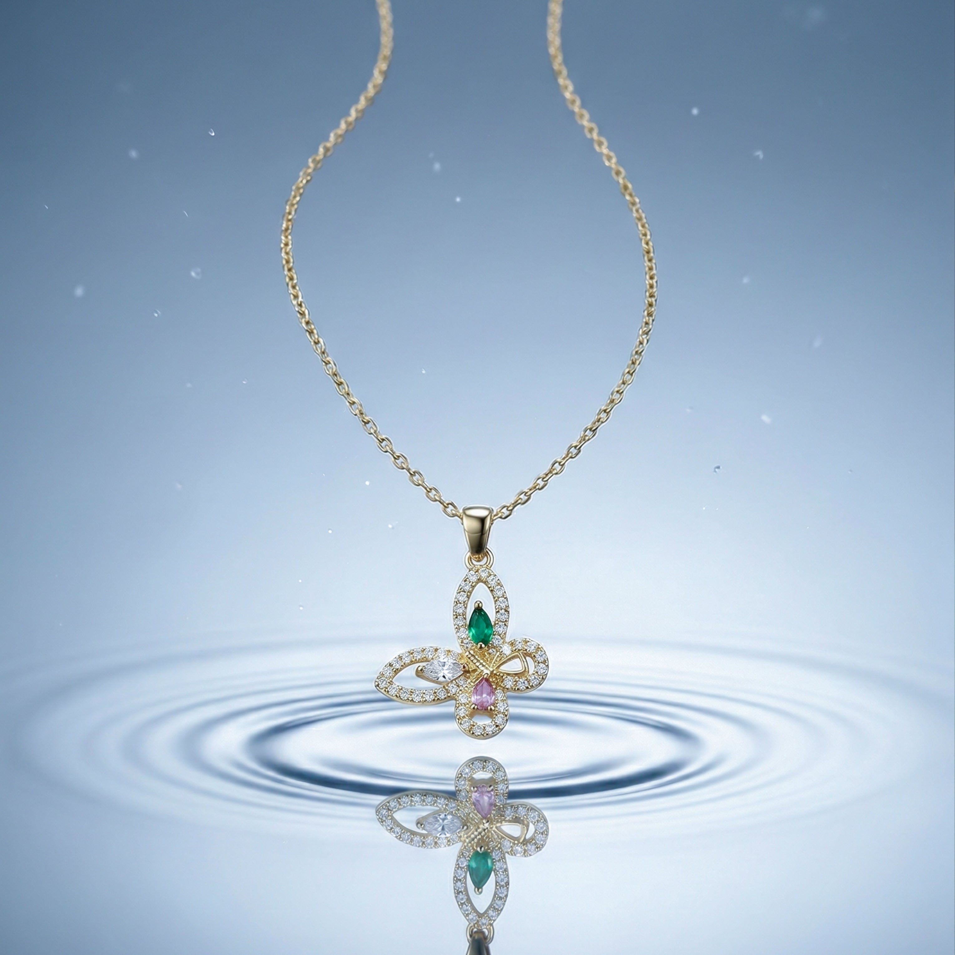 Women Necklace Multicolor Butterfly CZ Gold jewellery - Finora Jewels