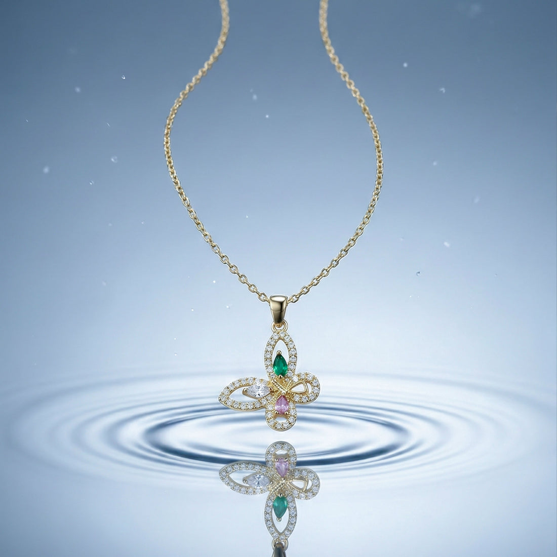 Women Necklace Multicolor Butterfly CZ Gold jewellery - Finora Jewels