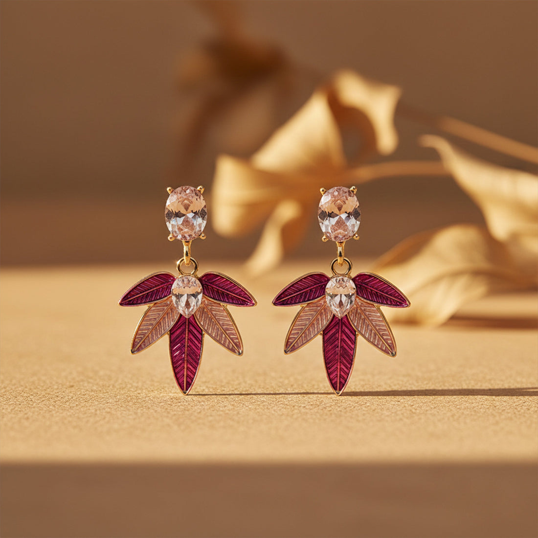 Crystal Drop Stud Earrings for women in Gold - Finora Jewels