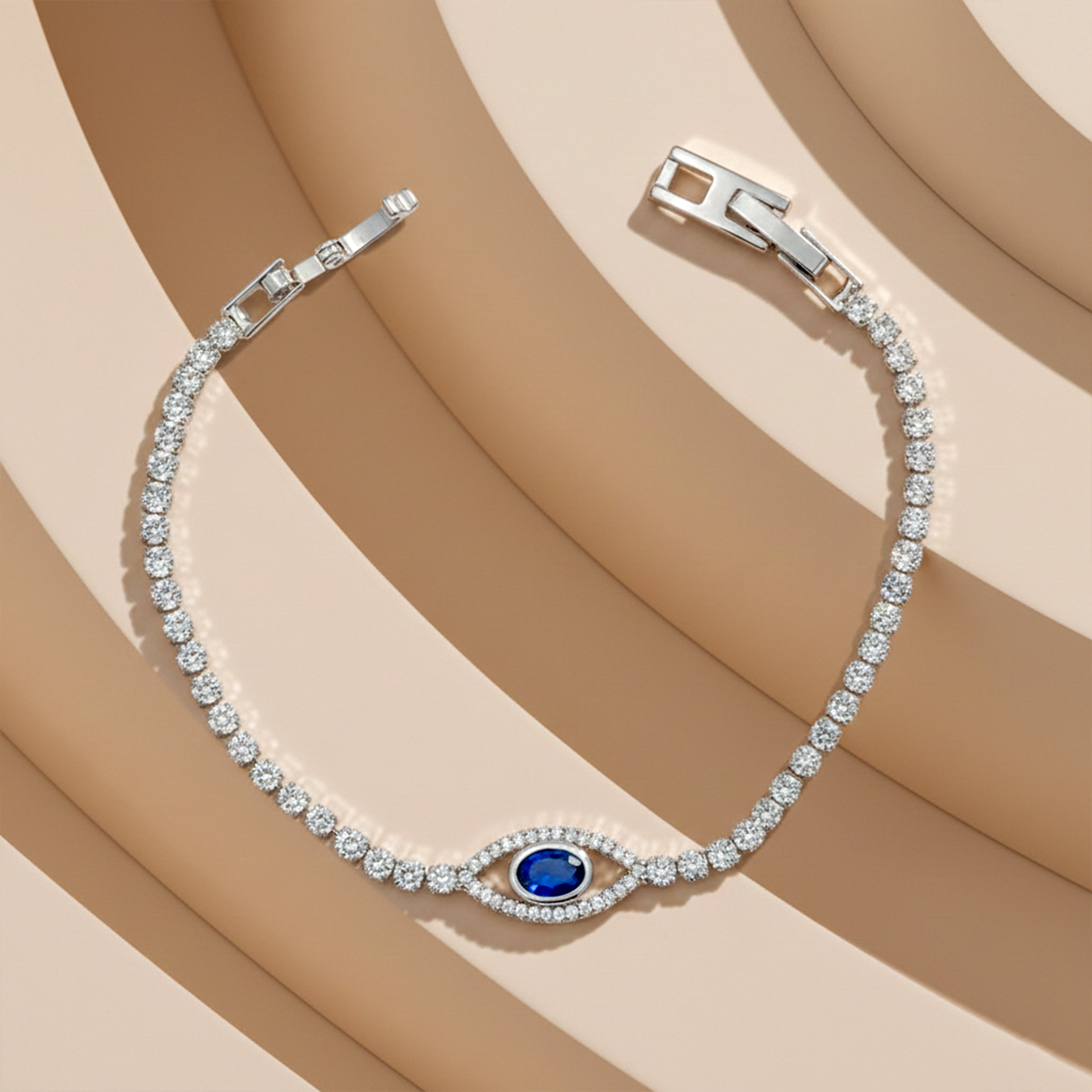 Blue Evil Eye Tennis Bracelet for women in Gold - Finora Jewels