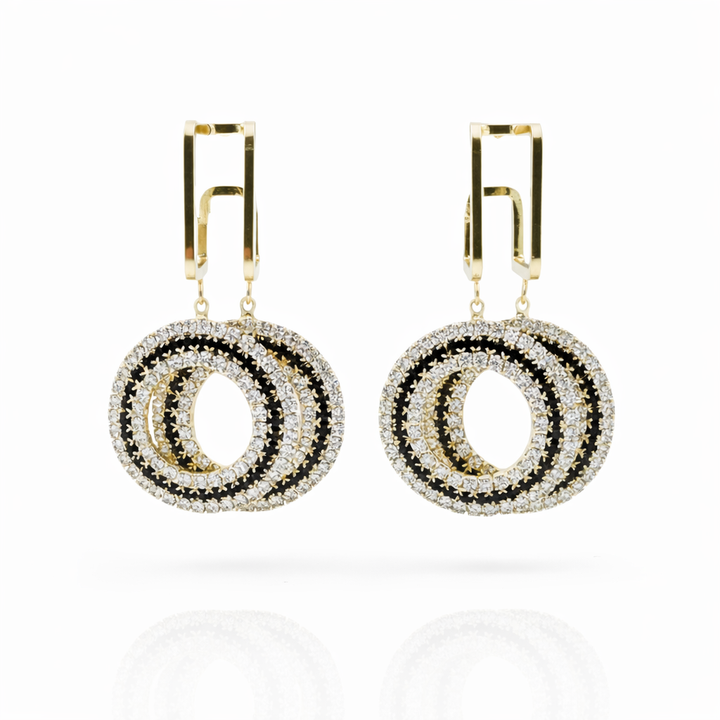 Regal Noir Cubic Zirconia Dangle Ear Studs GWE -162