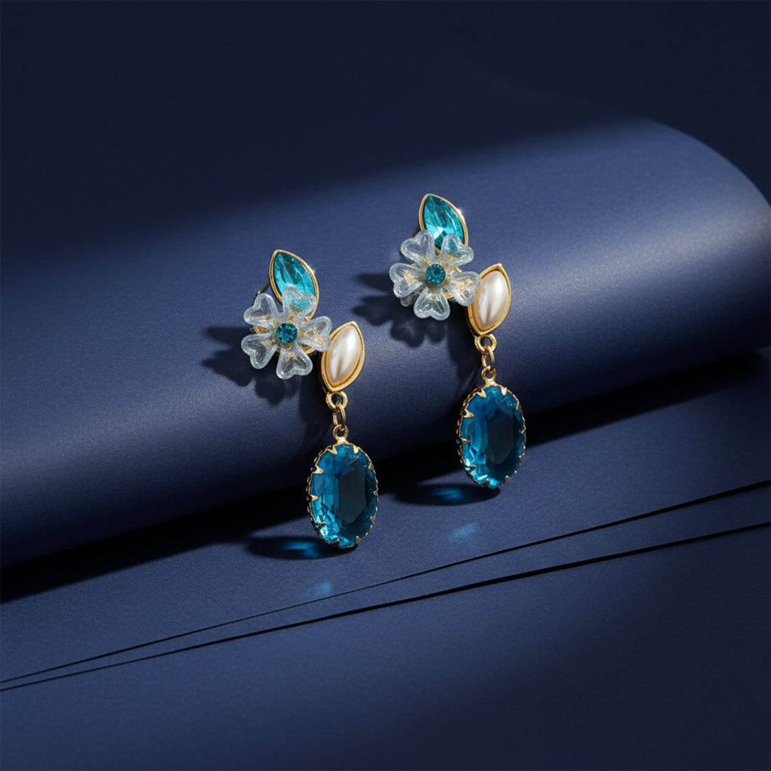 Ocean Bloom Dangle Ear Studs GWE -239
