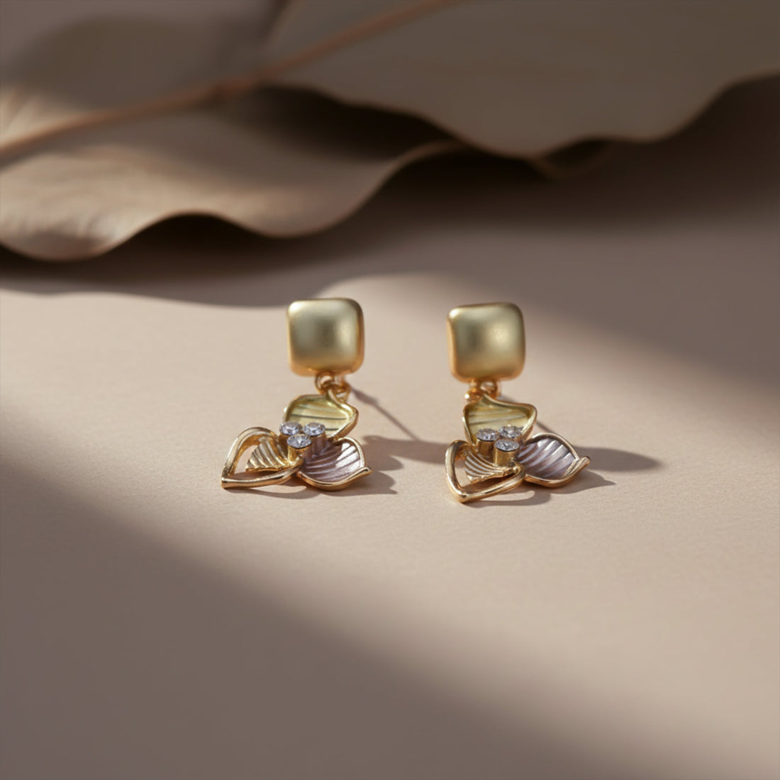 Heart Drop Stud Earrings for women in Gold - Finora Jewels