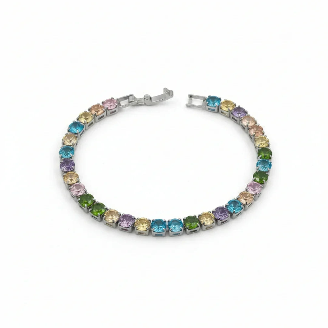 Women Bracelet Multicolour Big Diamond Tennis Silver jewellery - Finora Jewels