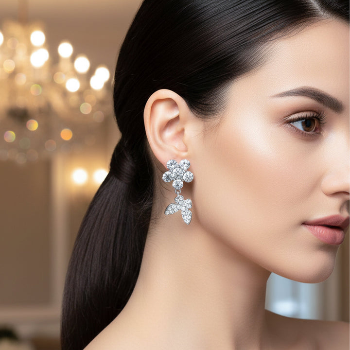 Bloom Sparkle Dangle Ear Studs GWE -106