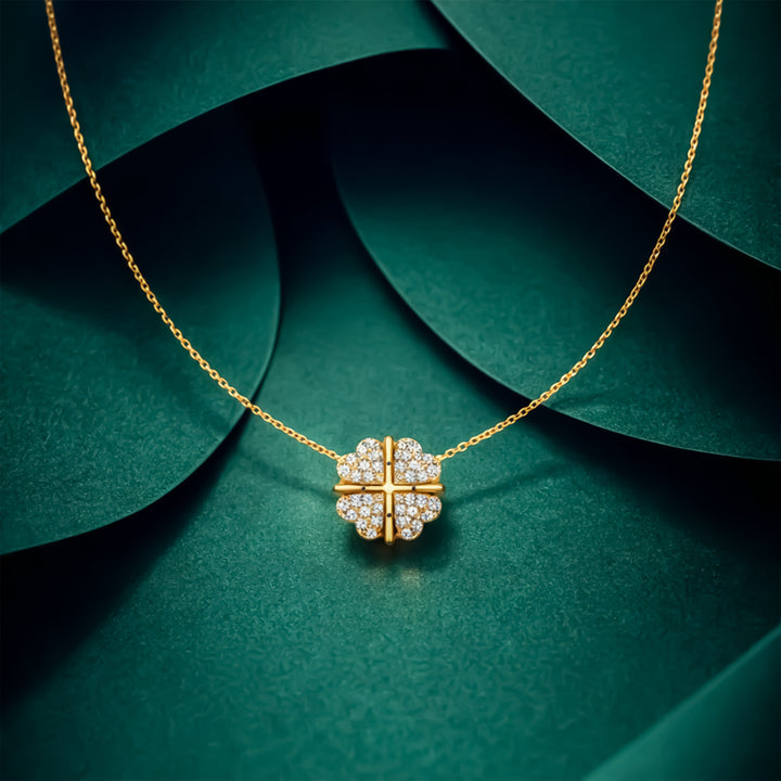 Quatrefoil Cubic Zirconia Locket Link Set GWN -138
