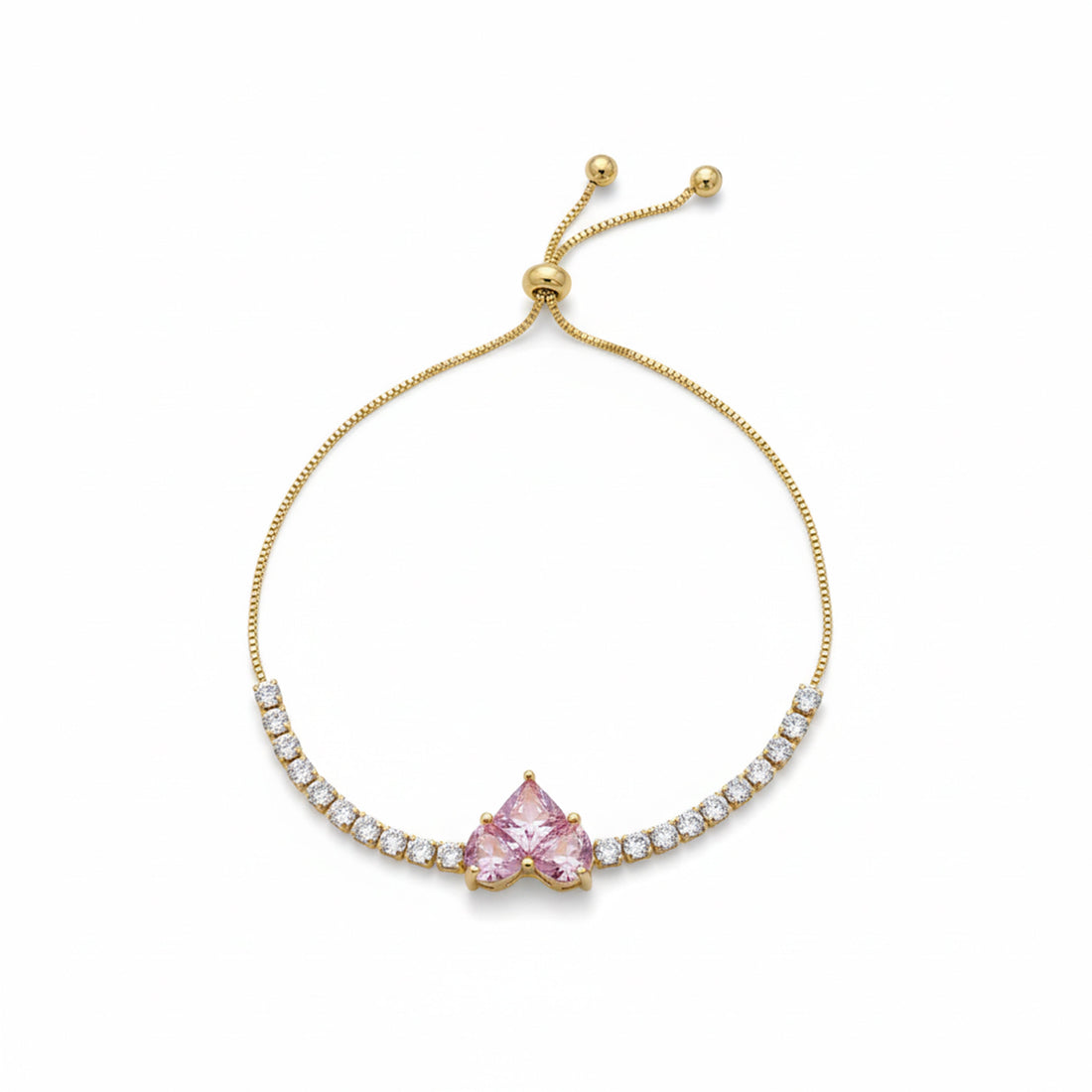 Gold Pink Heart Bracelet for women - Finora Jewels