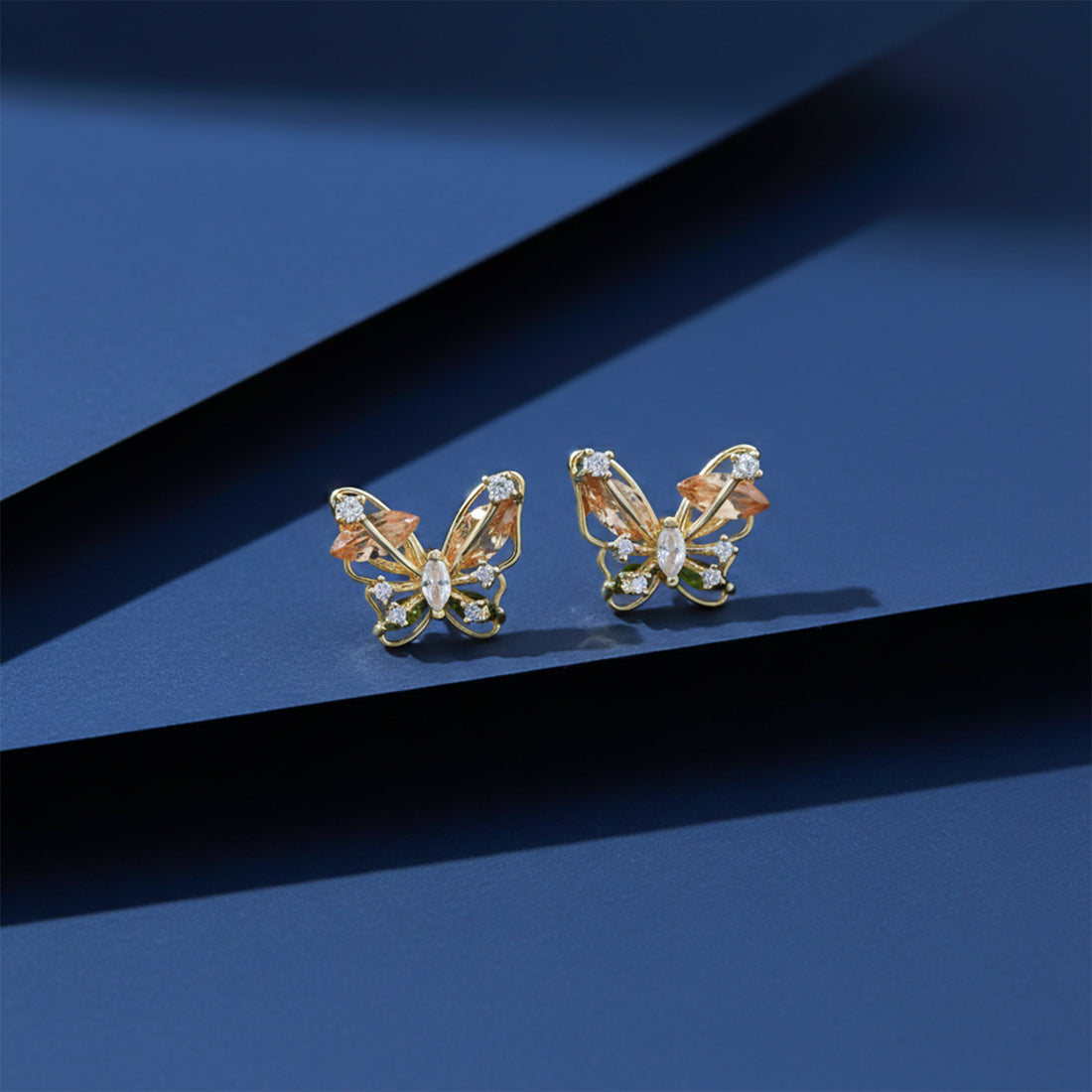 Elegant Butterfly Crystal Stud Stud Earrings for women in Gold - Finora Jewels