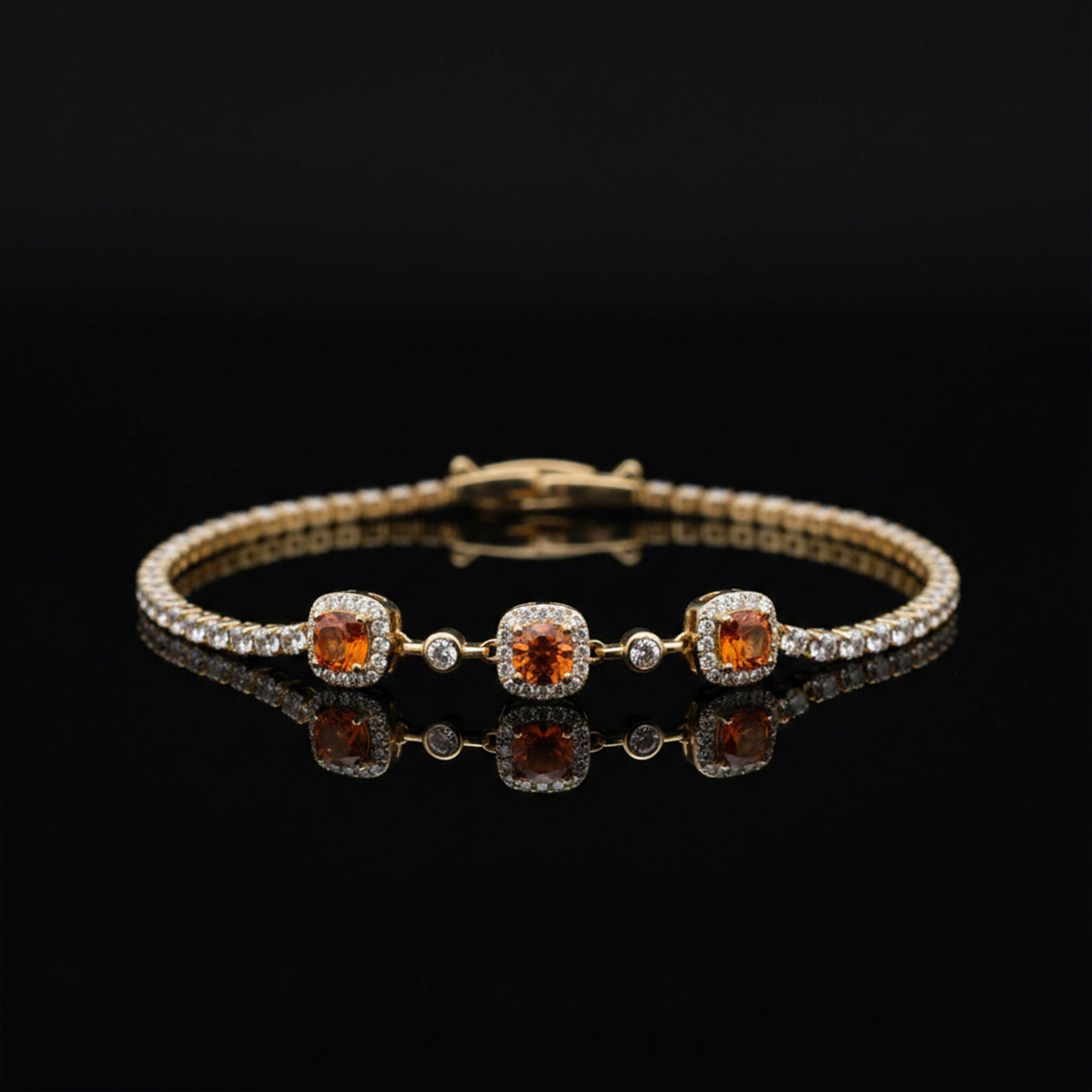 Amber Encircled Cubic Zirconia Line Kangan GWB -94