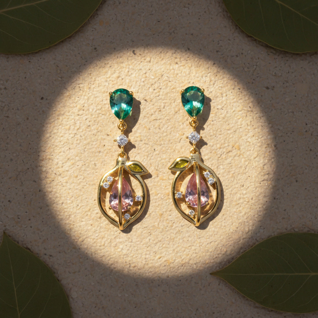 Verde Bloom Dangle Ear Studs GWE -102