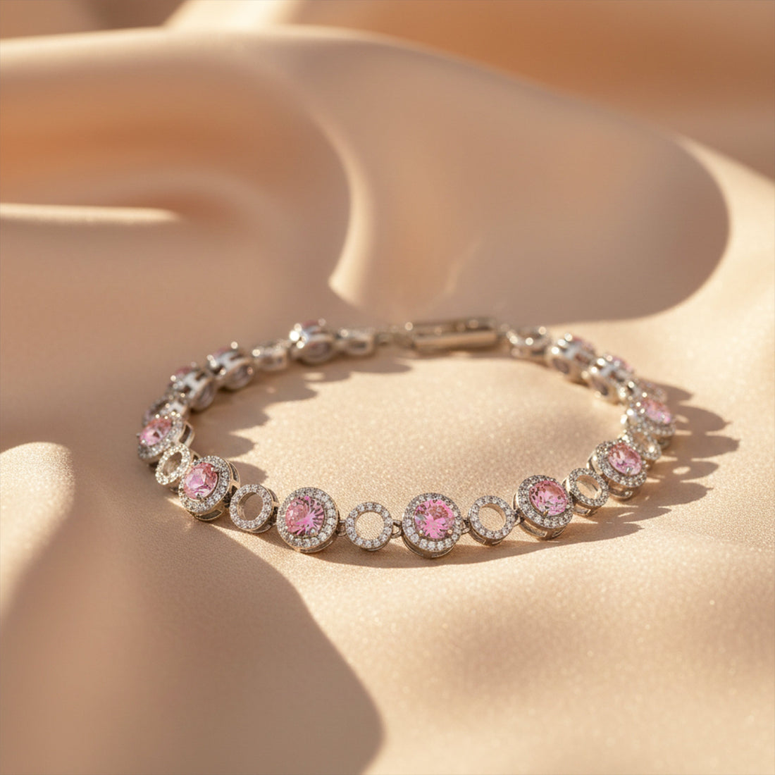Pink Halo Bracelet for women in Silver - Finora Jewels